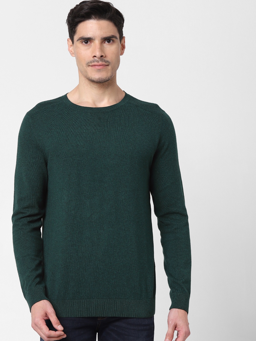 

SELECTED Men Green Solid Sweatshirt