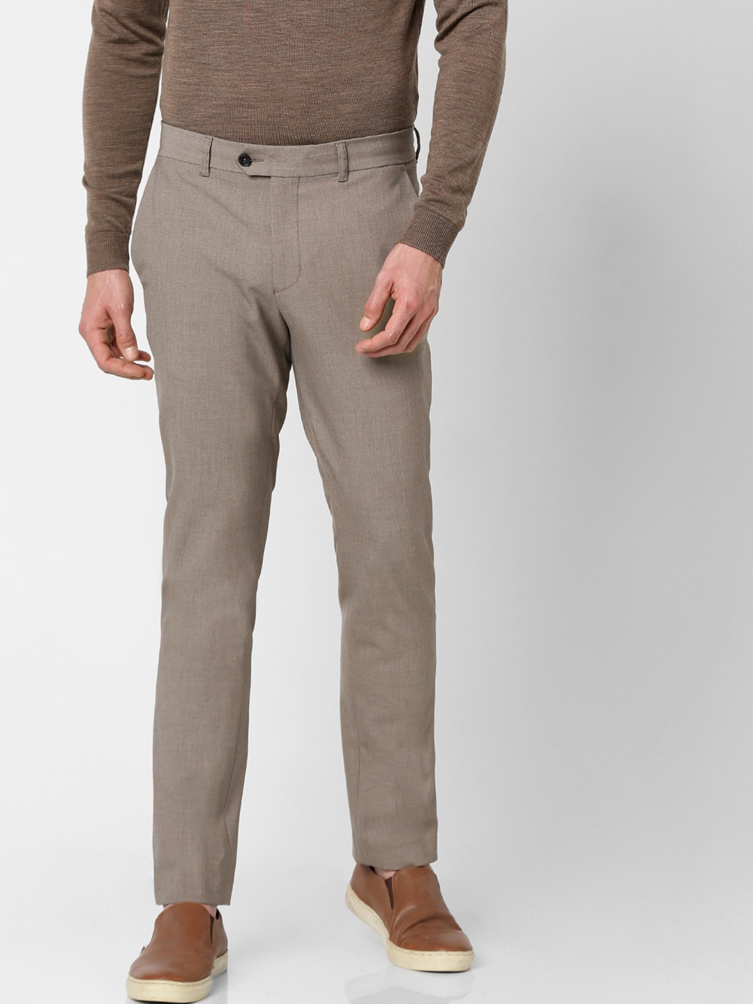 

SELECTED Men Grey Solid Slim Fit Trousers