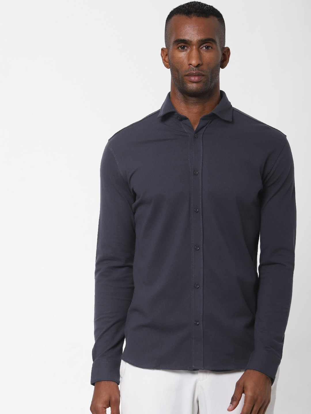 

SELECTED Men Navy Blue Slim Fit Solid Casual Shirt