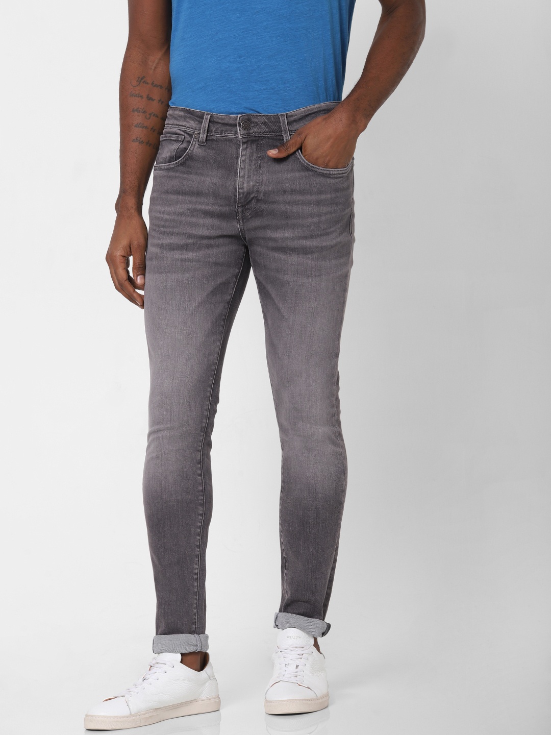 

SELECTED Men Grey Slim Fit Mid-Rise Clean Look Stretchable Jeans