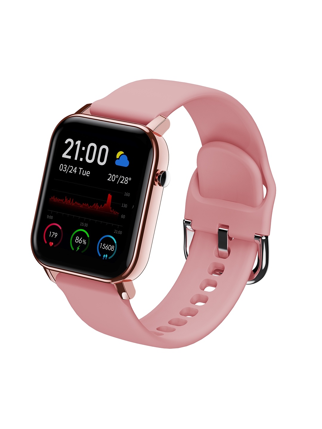 

FitSpark Unisex Rosegold & Pink Eclipse Super Retina Display HD Smartwatch with IML Back, Rose gold