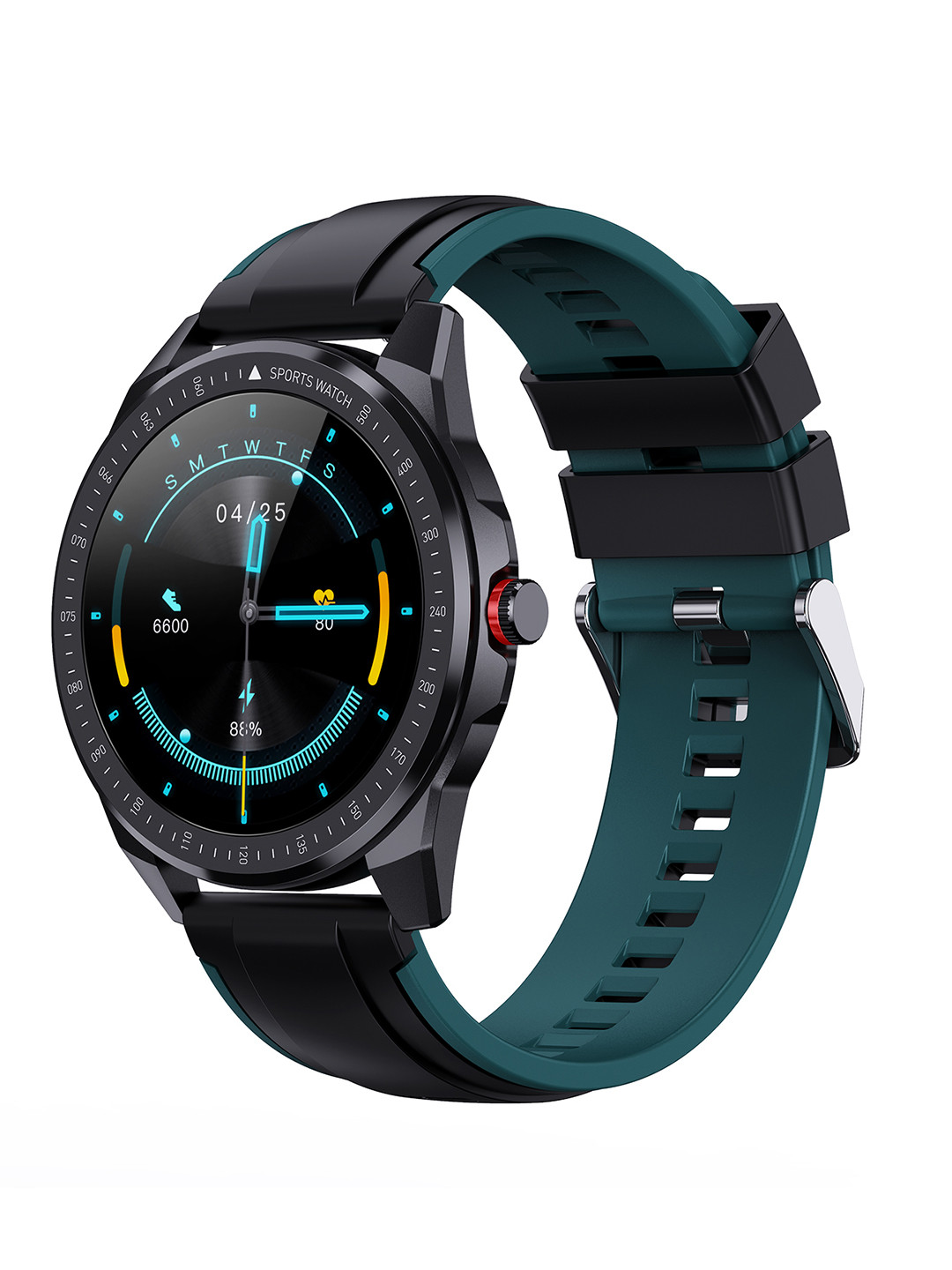 

FitSpark Unisex Black Aqua GHOST Thinnest 1.3" REAL Full Round IPS True Color HD Large Screen Smartwatch