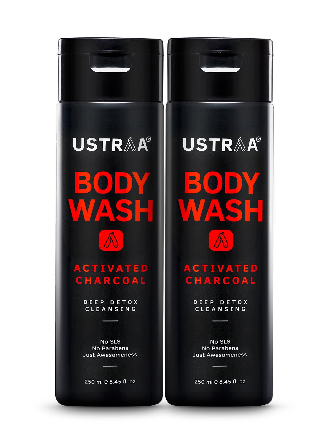 

Ustraa Men Set Of 2 Body Wash-Activated Charcoal 500ml, Black