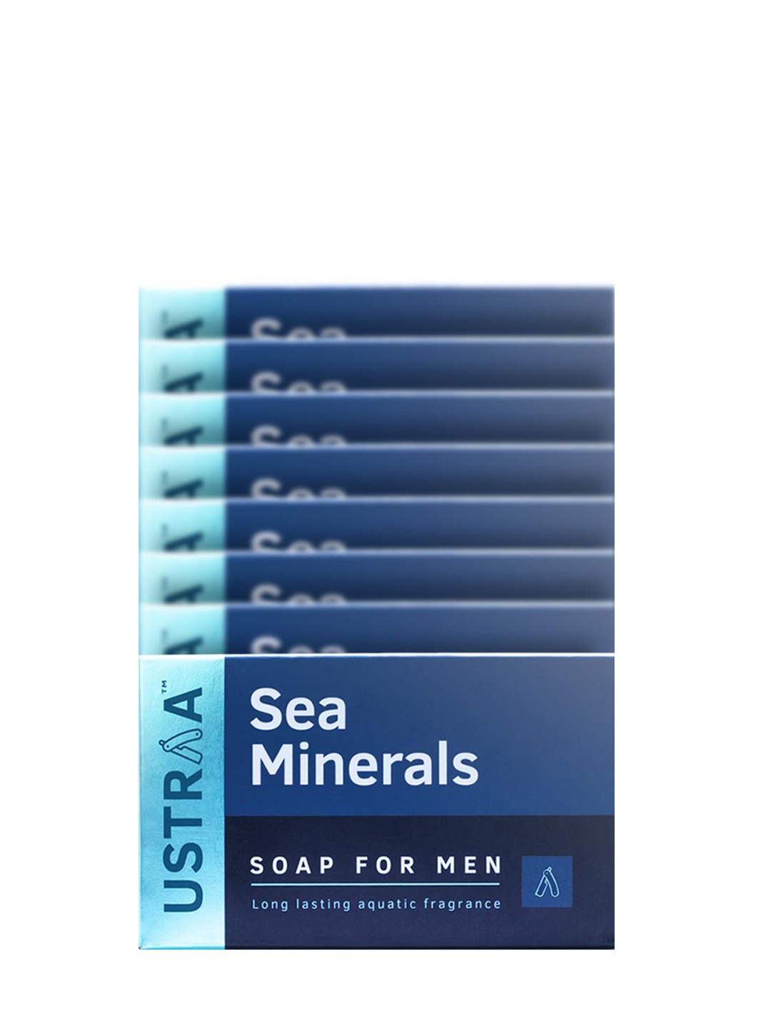 

Ustraa Deo Soap For Men with Sea Minerals 100 g Pack of 8, Blue