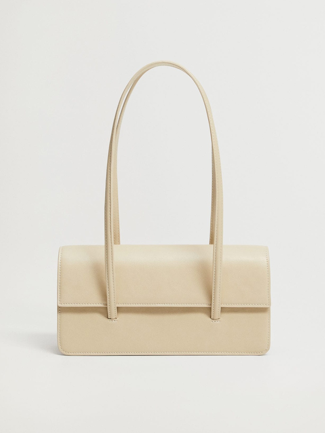 

MANGO Women Cream-Coloured Solid Shoulder Bag