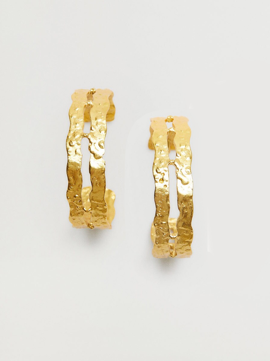 

MANGO Women Gold-Toned Hammered Effect Half Hoop Earrings