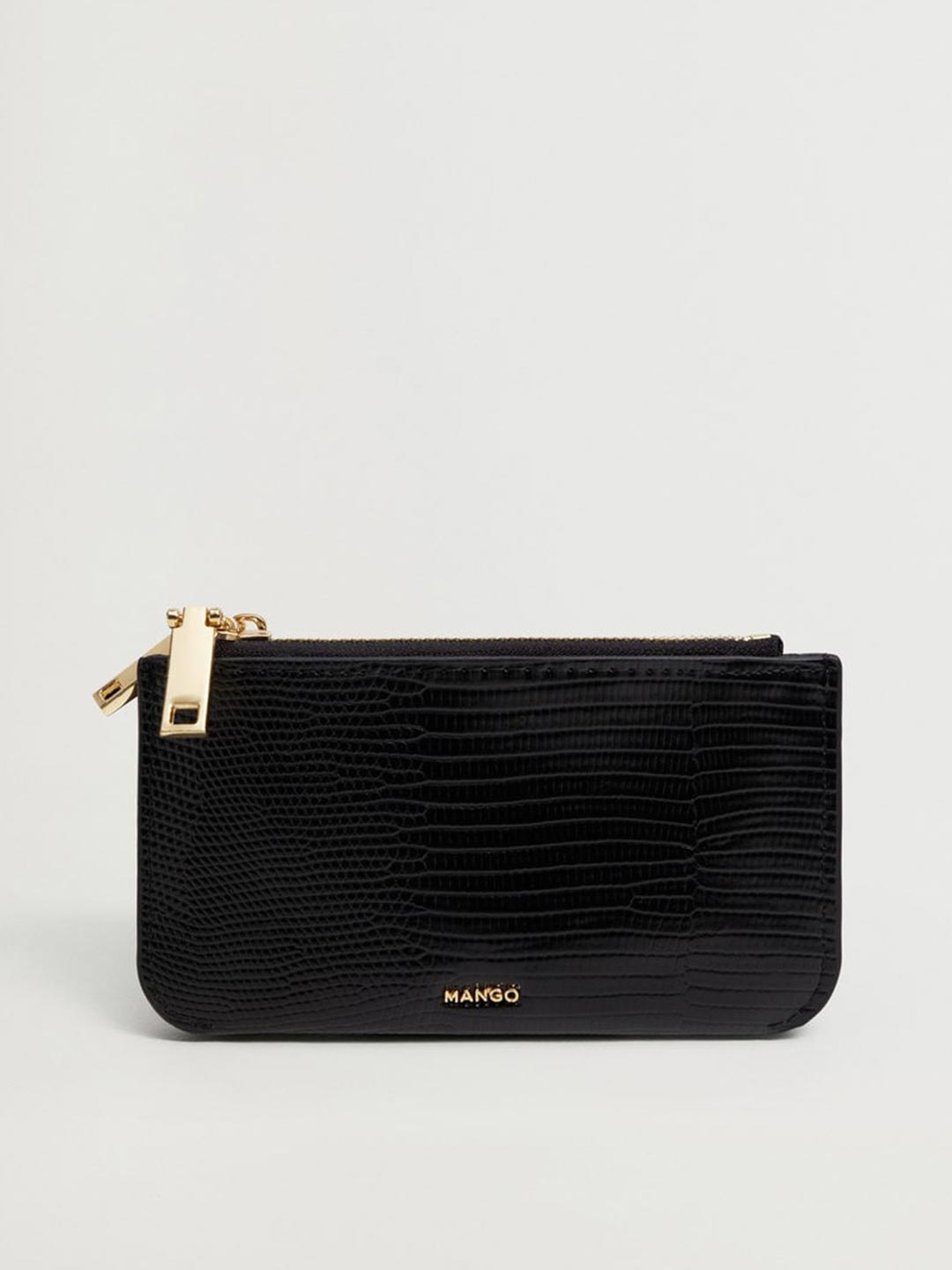

MANGO Women Black Croc Textured Wallet