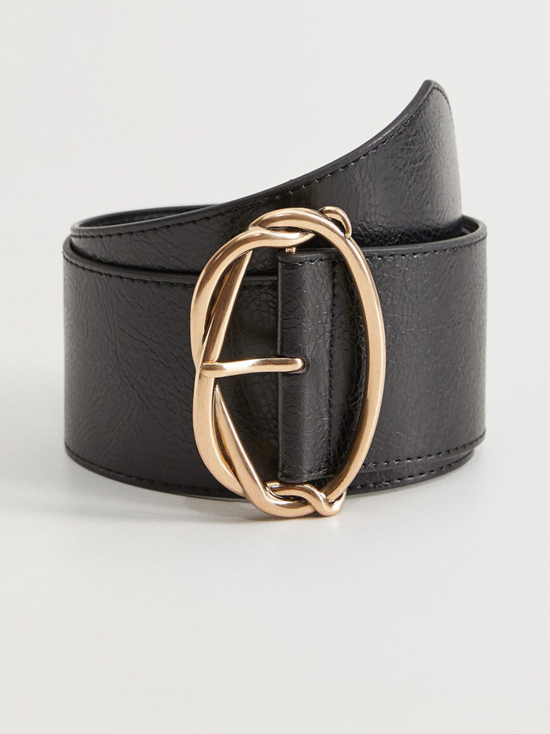 

MANGO Women Black Solid Wide Belt