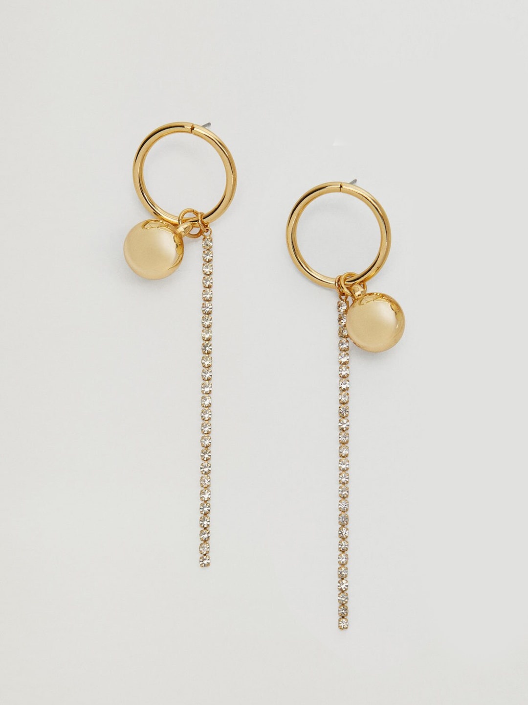 

MANGO Gold-Toned Stone-Studded Geometric Drop Earrings