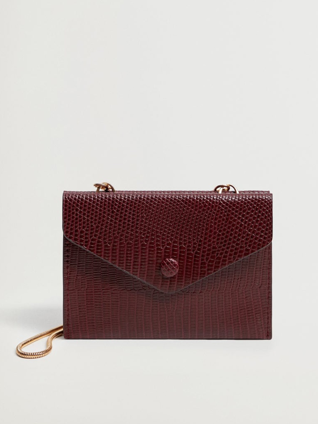 

MANGO Women Maroon Textured Envelope Clutch