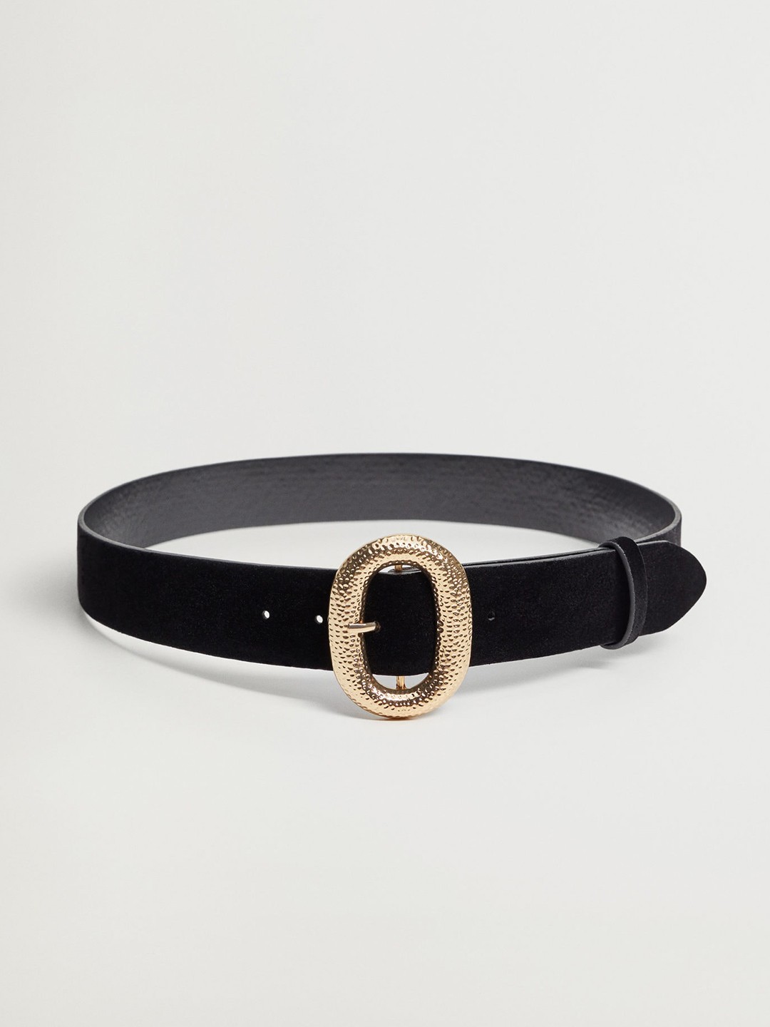 

MANGO Women Black Solid Velvet Finish Belt