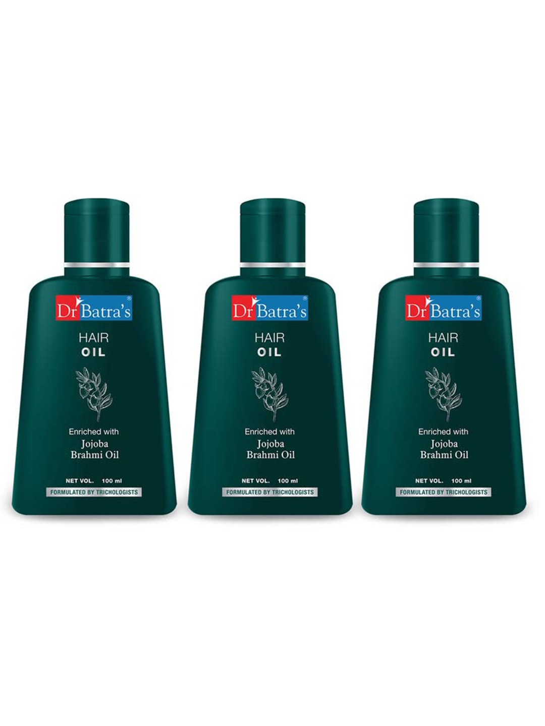 

Dr. Batras Set Of 3 Non-Sticky Hair Oil With Jojoba & Brahmi For Hair Growth - 100ml Each, Green