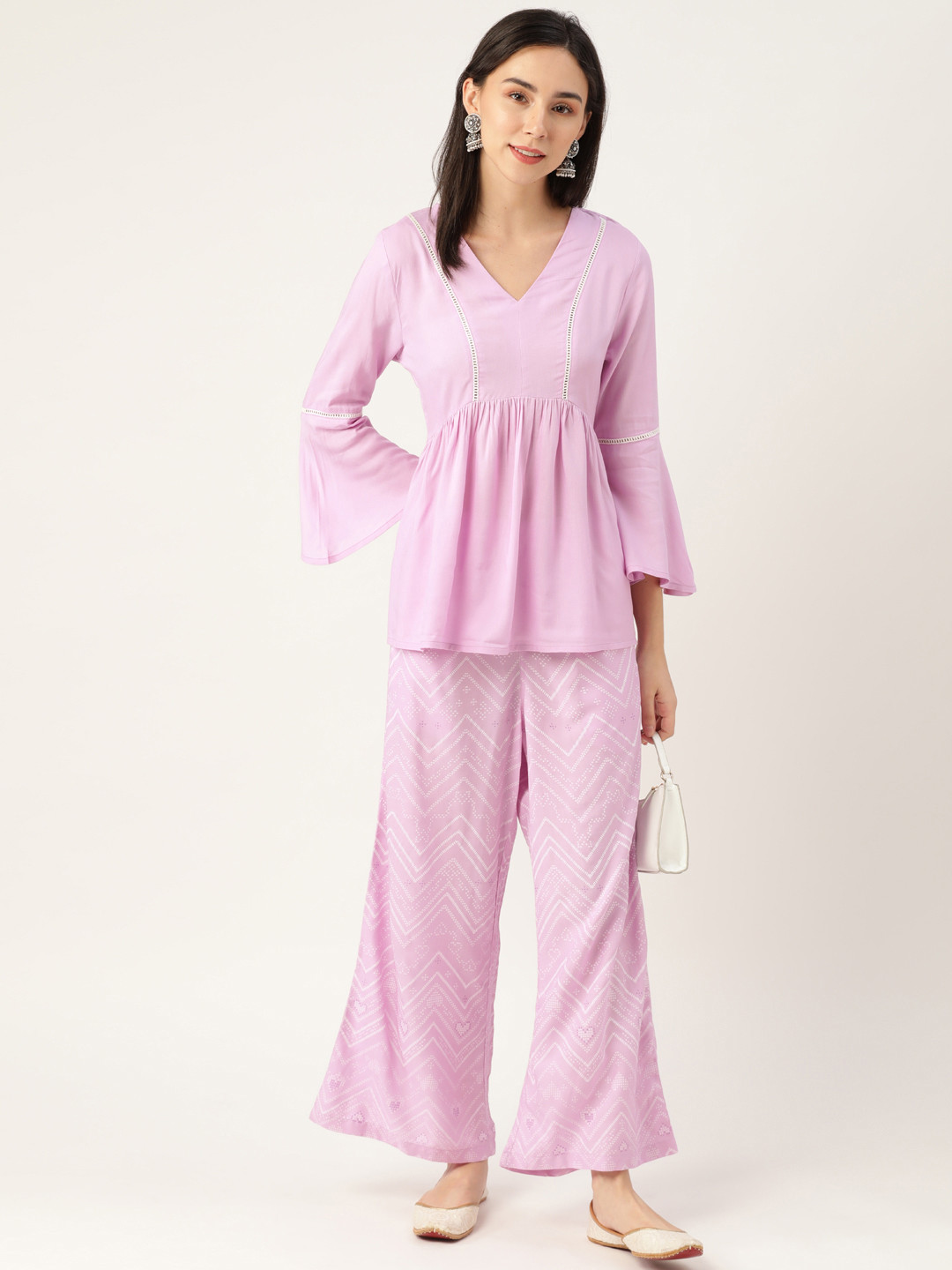 

Anouk Women Lavender Sustainable EcoVero Solid Top with Palazzos