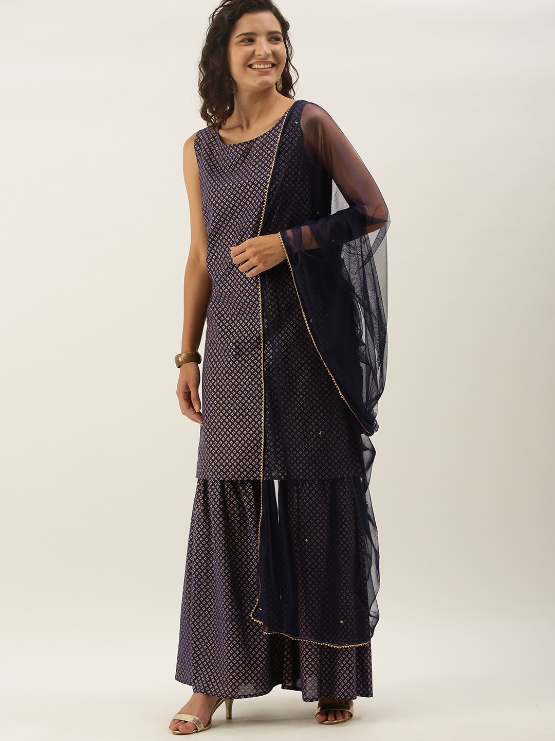 

Anouk Women Black Printed Pure Cotton Kurta Set