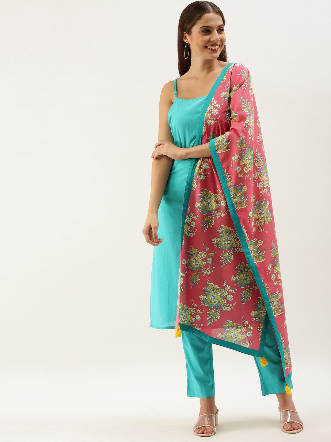 

Anouk Women Blue & Pink Pure Cotton Kurta Sets