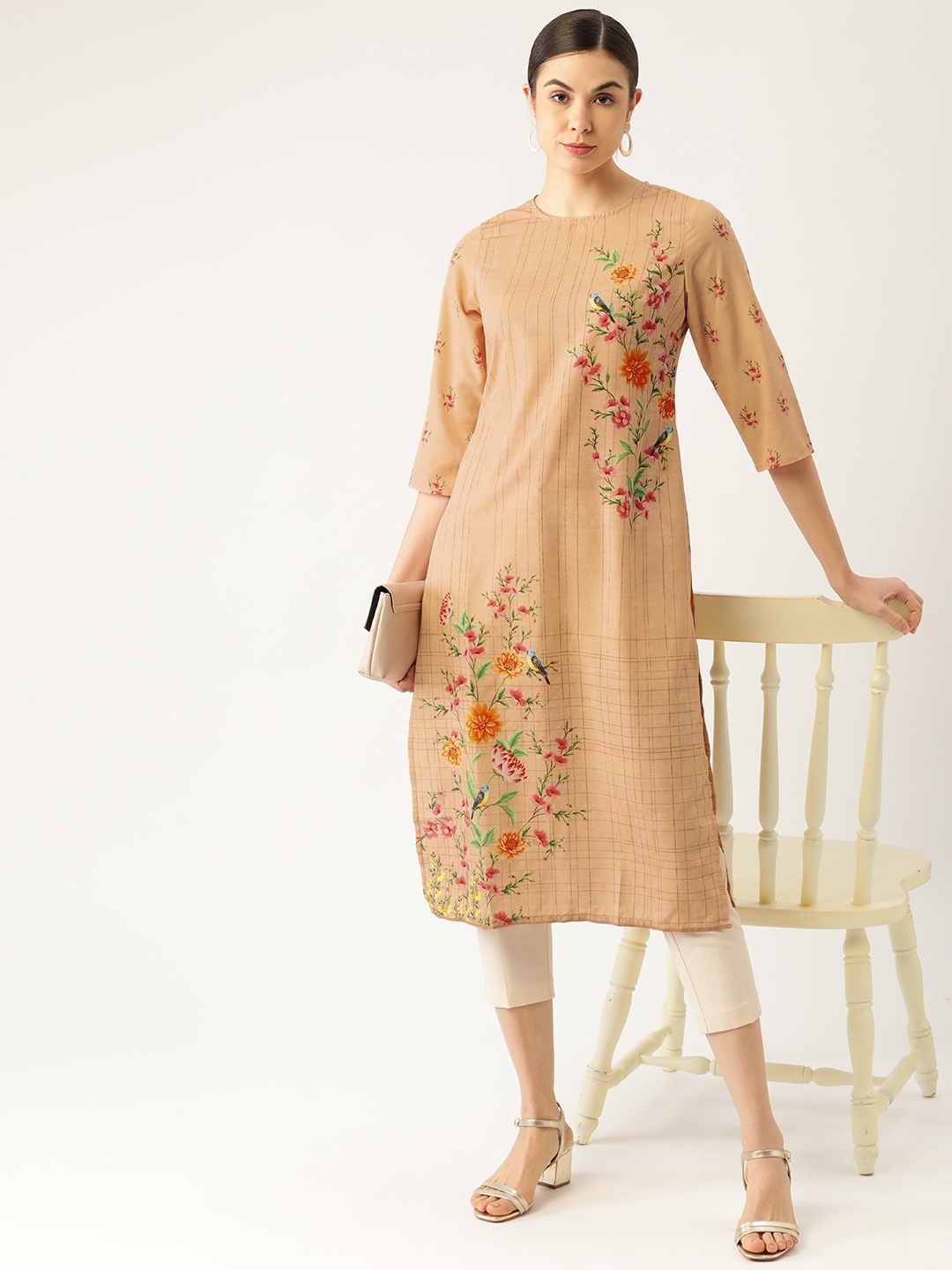 

Anouk Women Pink Floral Printed Floral Sustainable Kurta