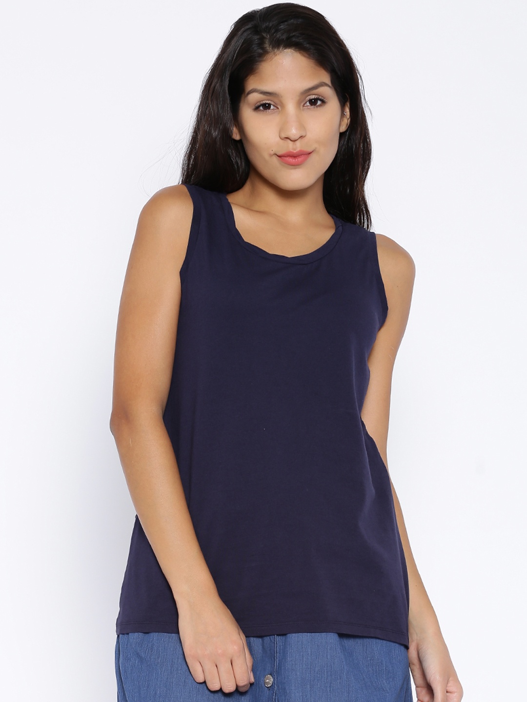 

ONLY Navy Cut-Out Top, Navy blue