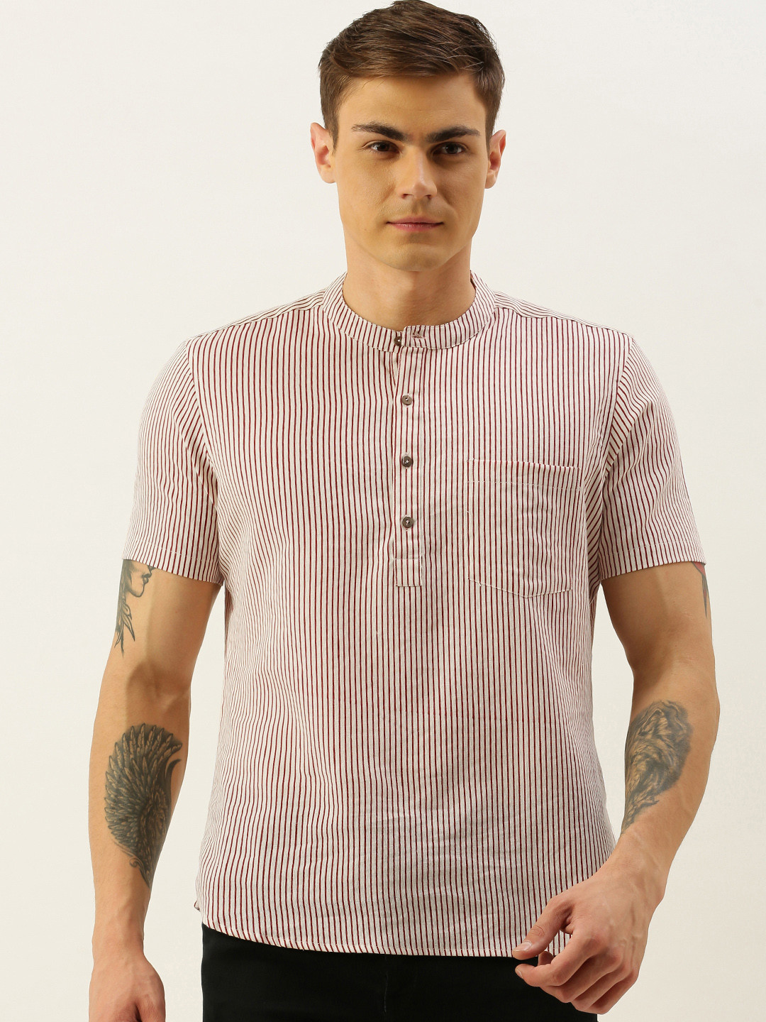 

Anouk Men White & Red Striped Kurta