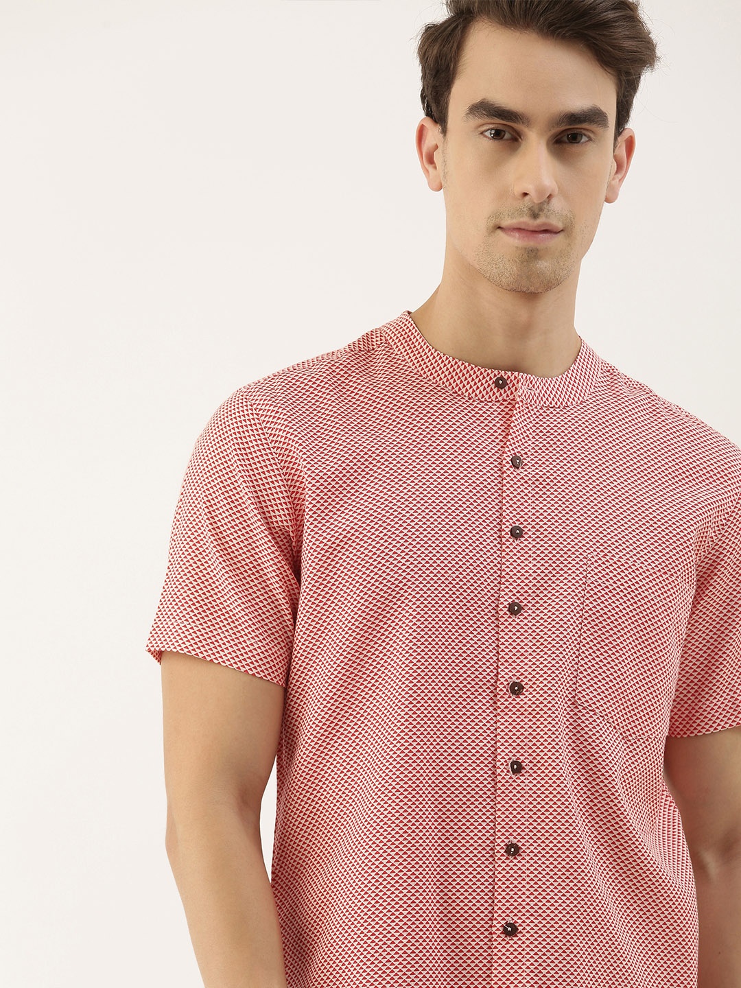 

Anouk Men Maroon & White Regular Fit Printed Casual Shirt