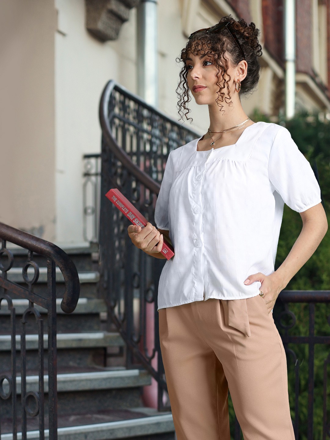 

Basics By Tokyo Talkies Women White Striped Top