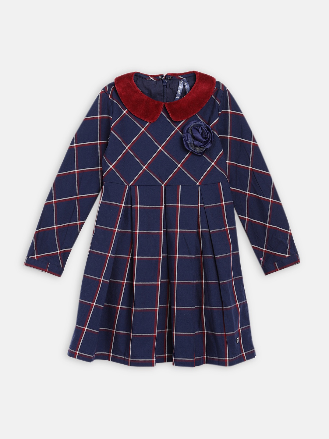 

Blue Giraffe Girls Blue Checked A-Line Dress