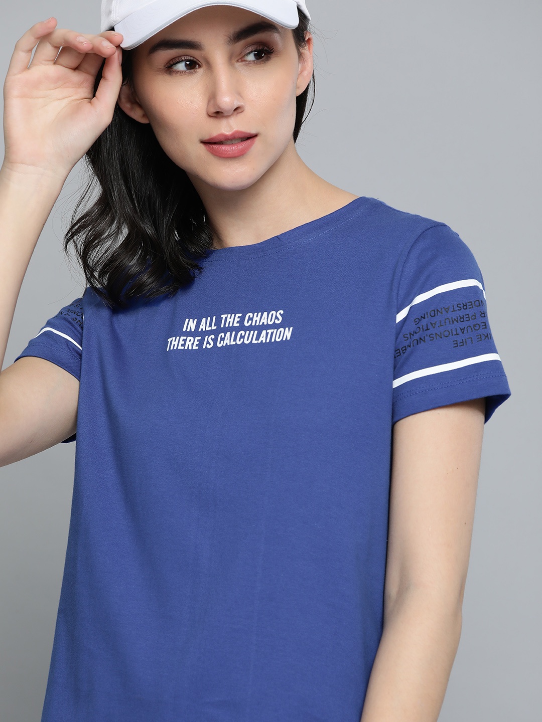

Harvard Women Blue Pure Cotton Printed Detail Round Neck Pure Cotton T-shirt
