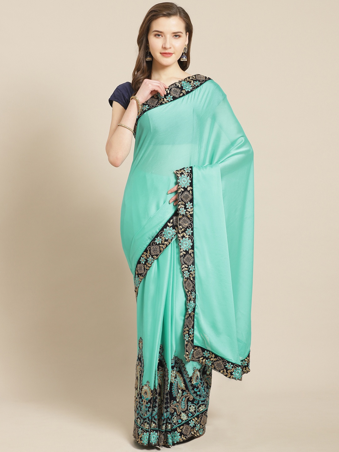

Kalista Blue & Golden Embroidered Saree