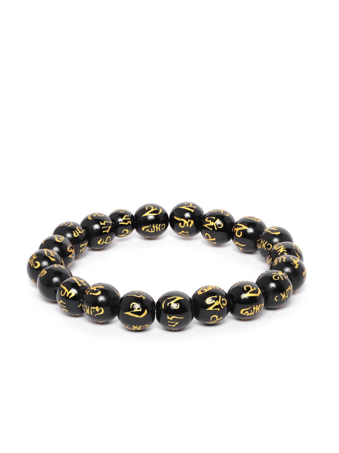 

YouBella Black & Gold-Toned Beaded Elasticated Bracelet