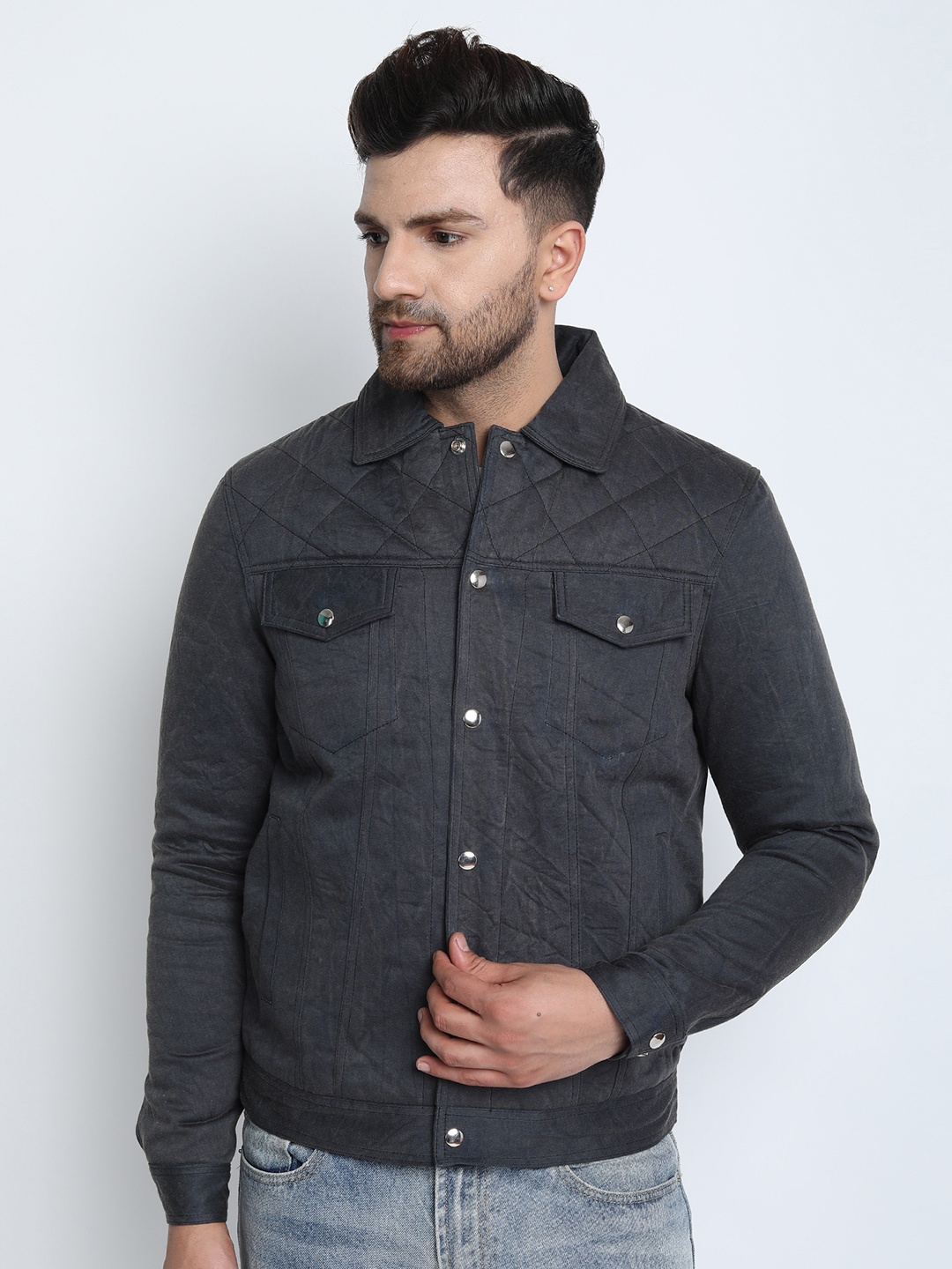 

MERLOT Men Black Solid Lightweight Denim Jacket