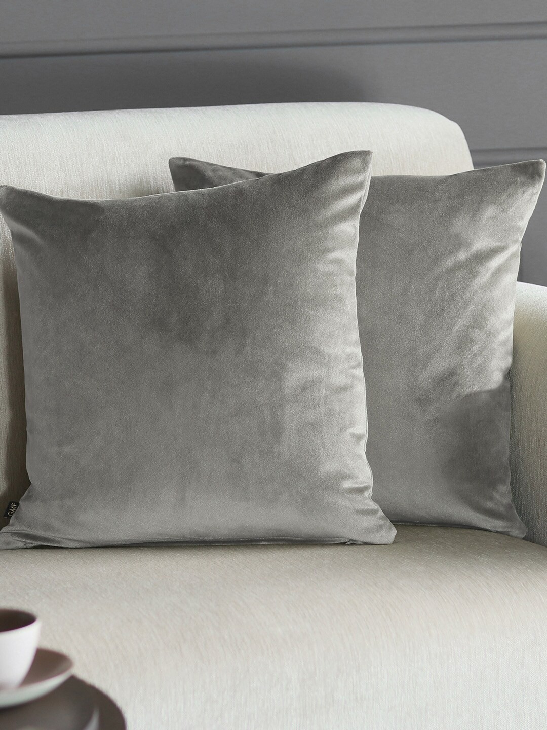 

GM Set of 2 Grey Solid Square Cushion Covers