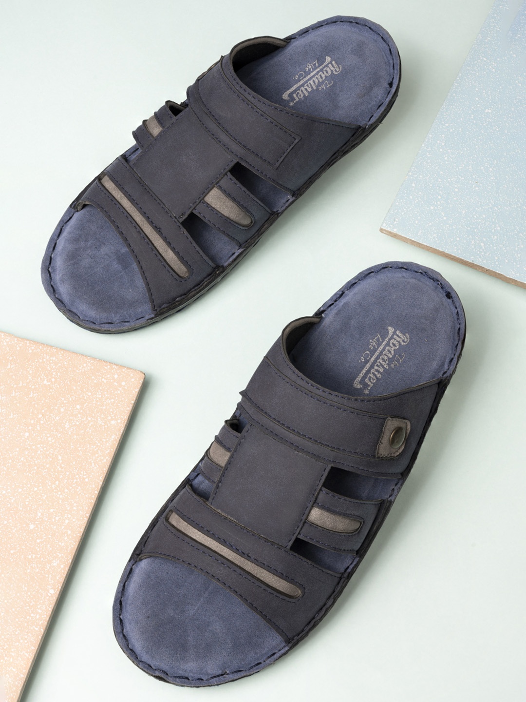 

The Roadster Lifestyle Co Men Blue Leather Casual Sandals
