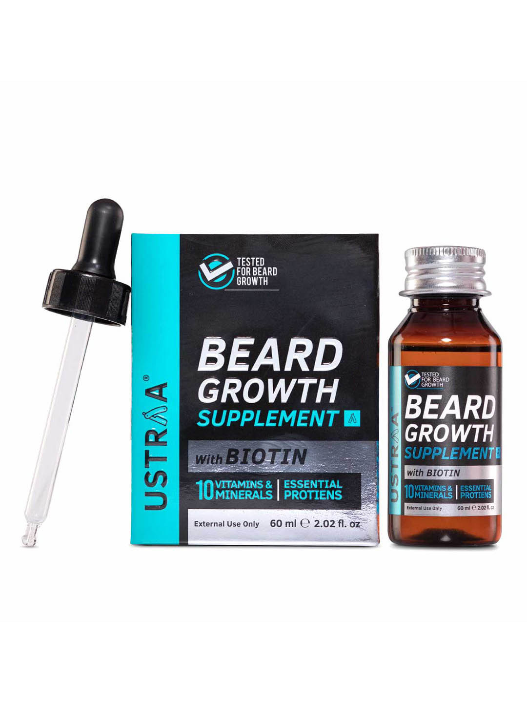 

Ustraa Men Beard Growth Supplement with Biotin 60 ml, Brown
