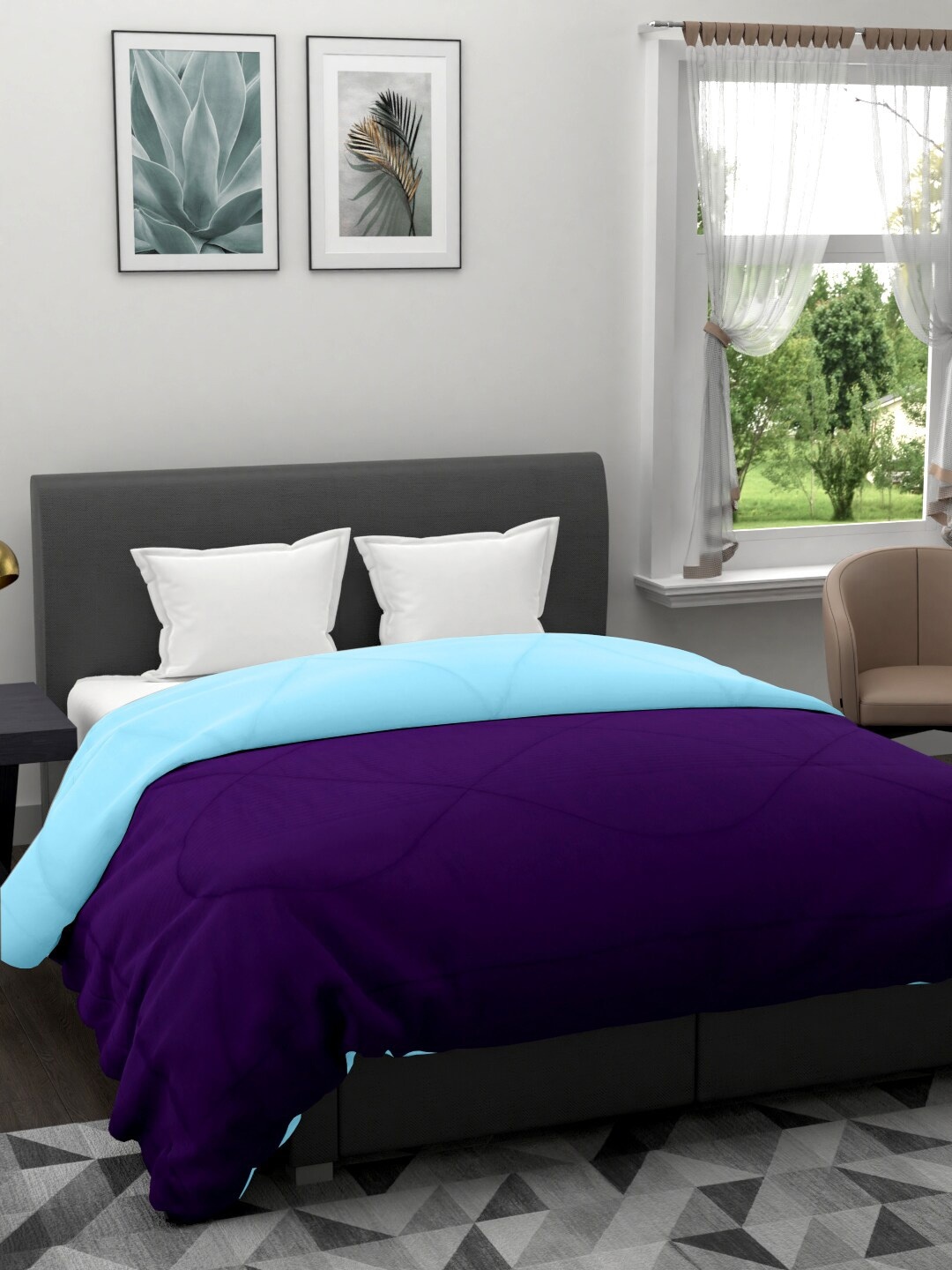 

Clasiko Purple and Blue Solid Reversible Blanket