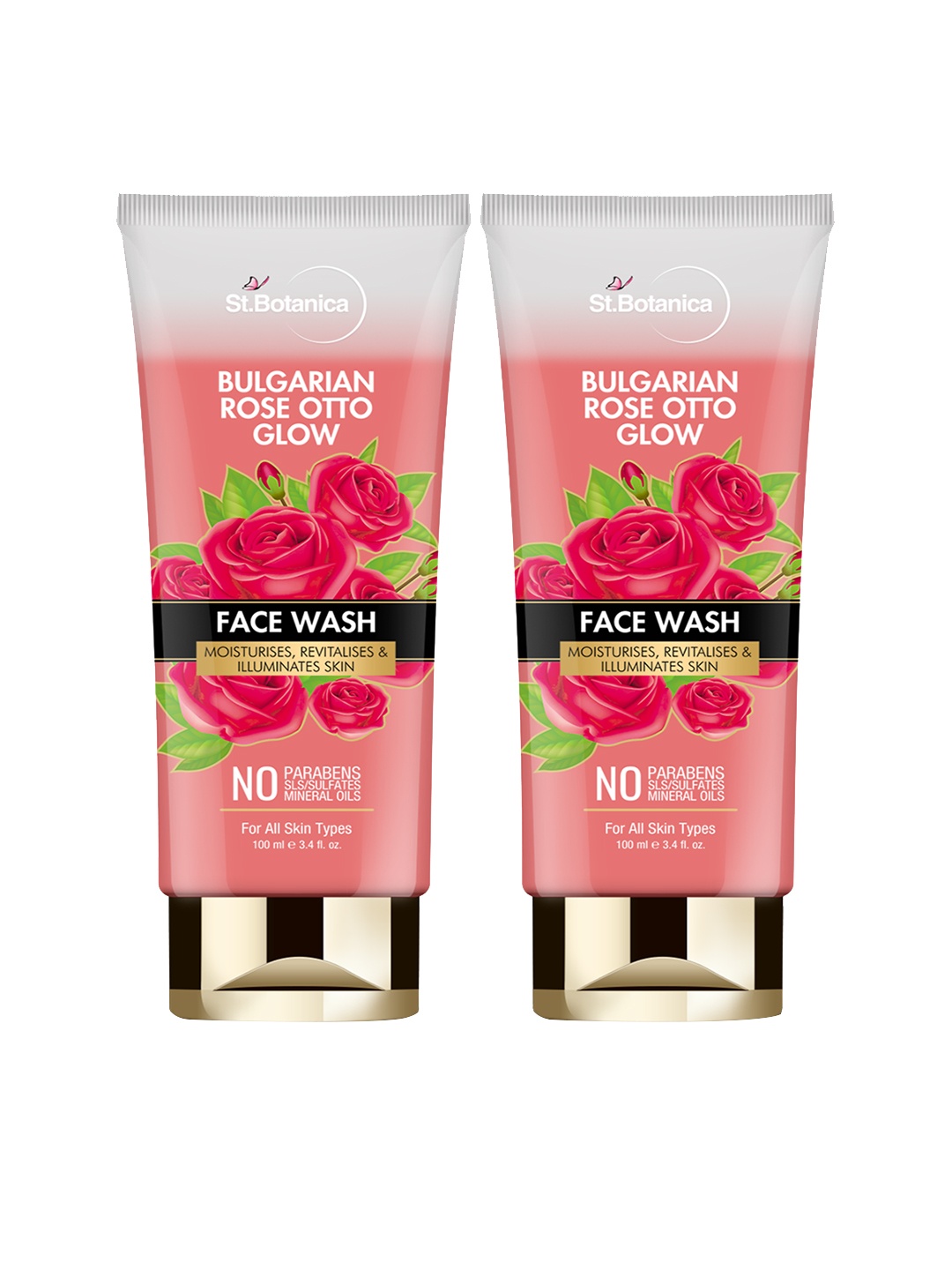 

StBotanica Bulgarian Rose Otto Glow Face Wash - 100ml-Pack Of 2, Pink