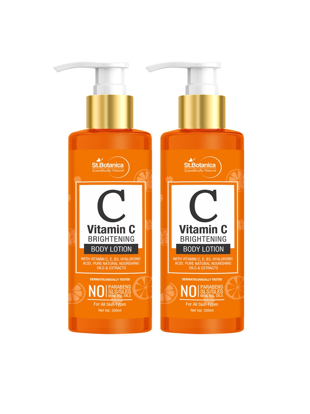 

StBotanica Pack of 2 Vitamin C Skin Brightening Body Lotion 200ml, Orange