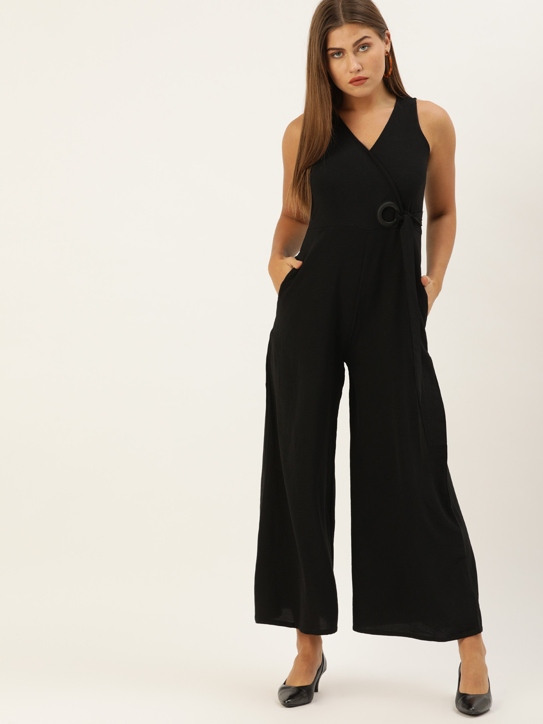 

AND Women Black Solid Basic Jumpsuit