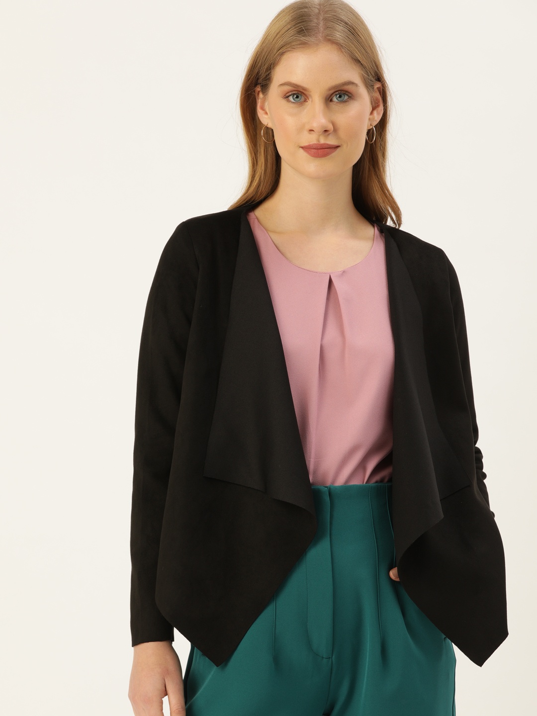 

AND Women Black Solid Waterfall Shrug