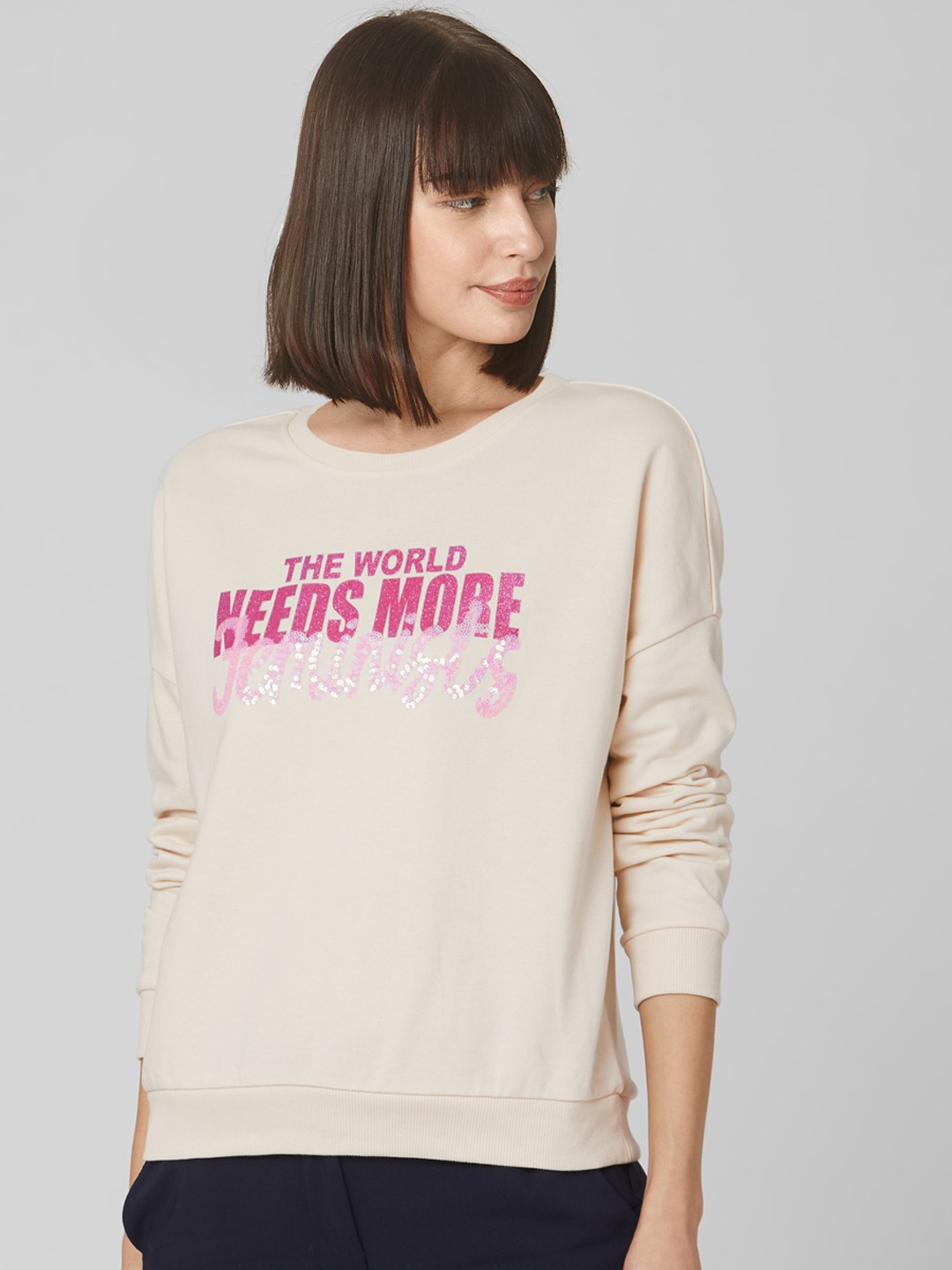

Vero Moda Women Off-White Printed Sweatshirt