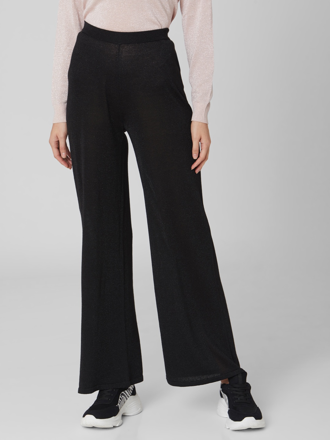 

Vero Moda Women Black Flared Solid Regular Trousers