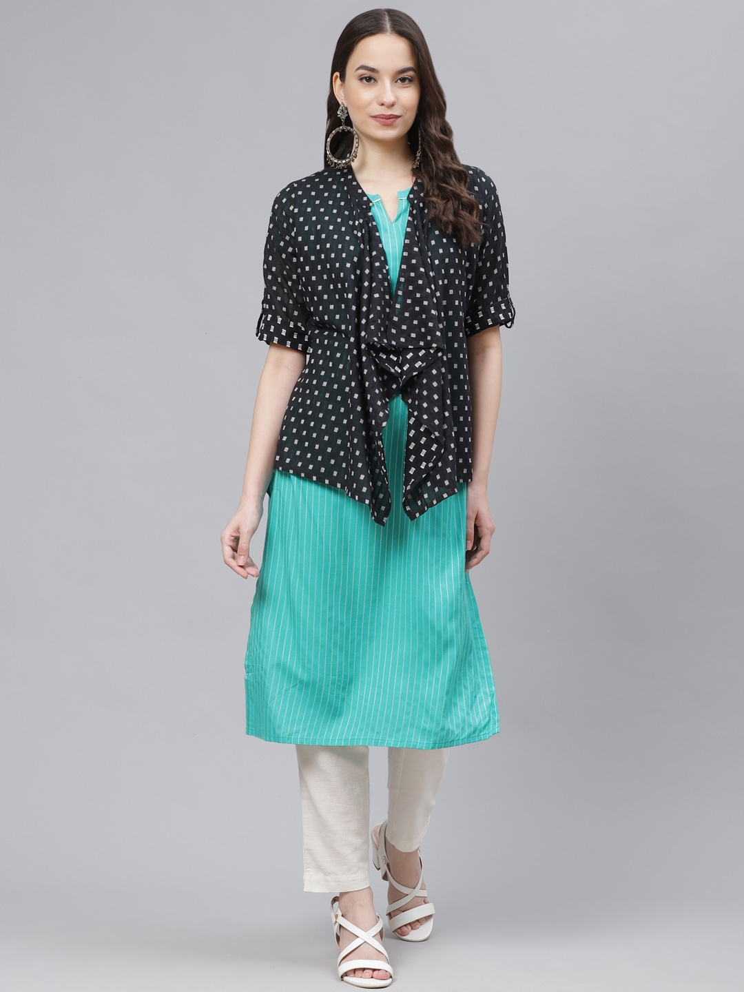 

AURELIA Straight Cotton Kurta, Green