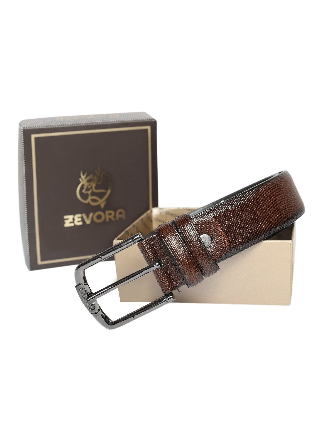 

ZEVORA Men Brown Textured Belt