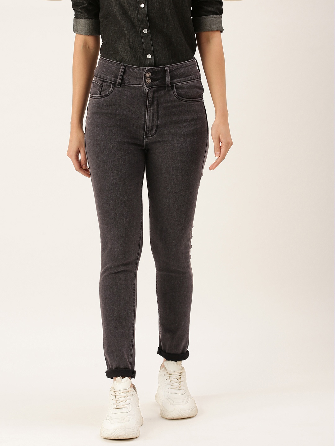 

Flying Machine Women Black Super Skinny Fit High-Rise Stretchable Jeans