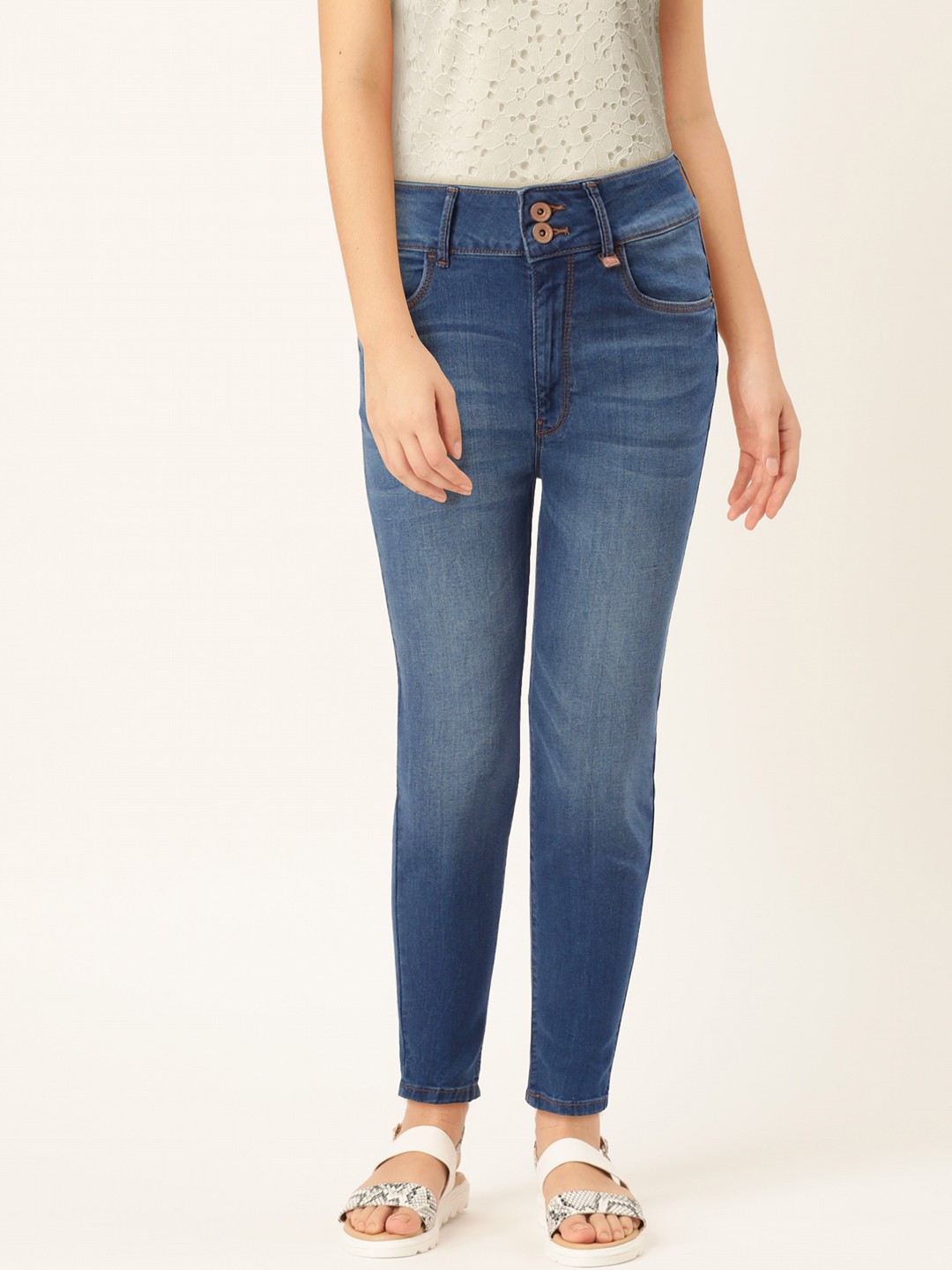

Flying Machine Women Blue Super Skinny Fit High-Rise Clean Look Stretchable Jeans
