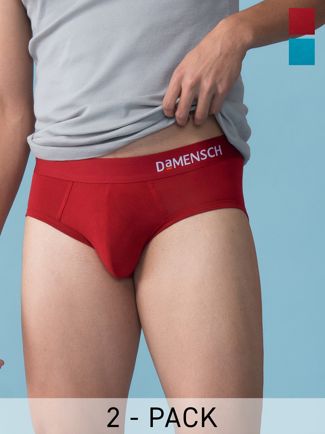 

DaMENSCH Pack of 2 DEO-SOFT Solid Premium Egyptian Cotton-Modal Blend Briefs, Assorted