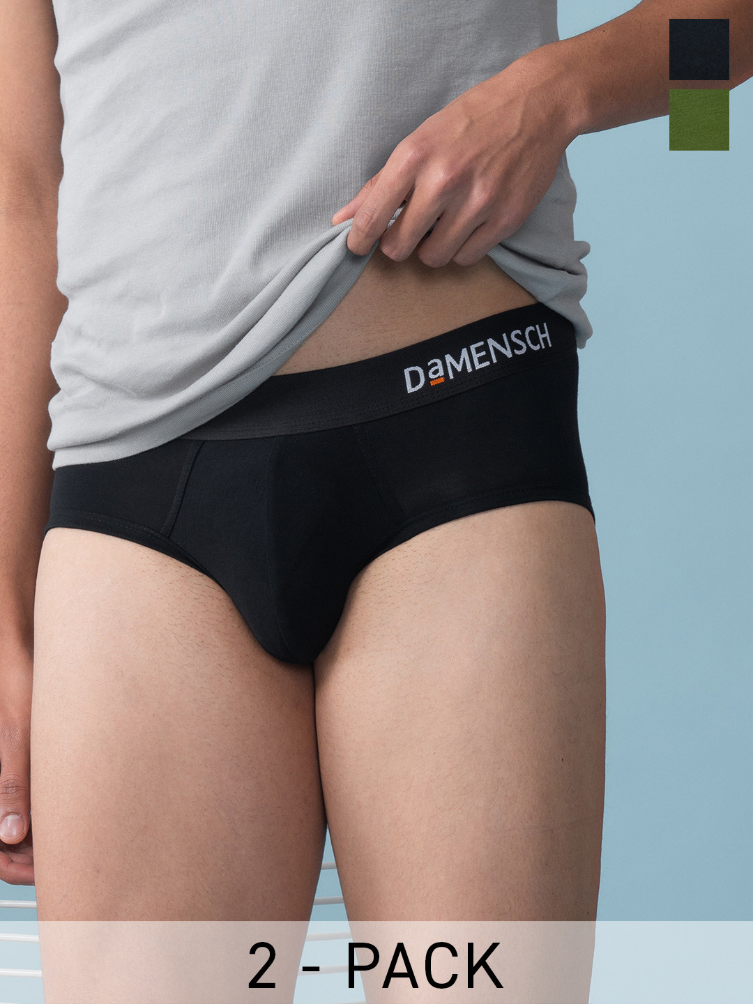 

DaMENSCH Pack of 2 DEO-SOFT Solid Premium Egyptian Cotton-Modal Blend Briefs, Assorted