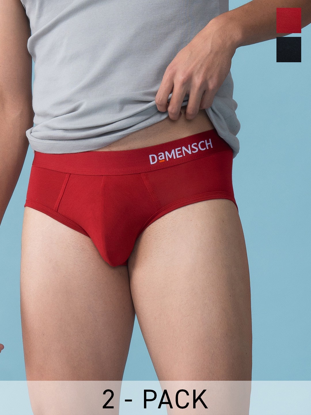 

DaMENSCH Pack of 2 DEO-SOFT Solid Premium Egyptian Cotton-Modal Blend Briefs, Assorted