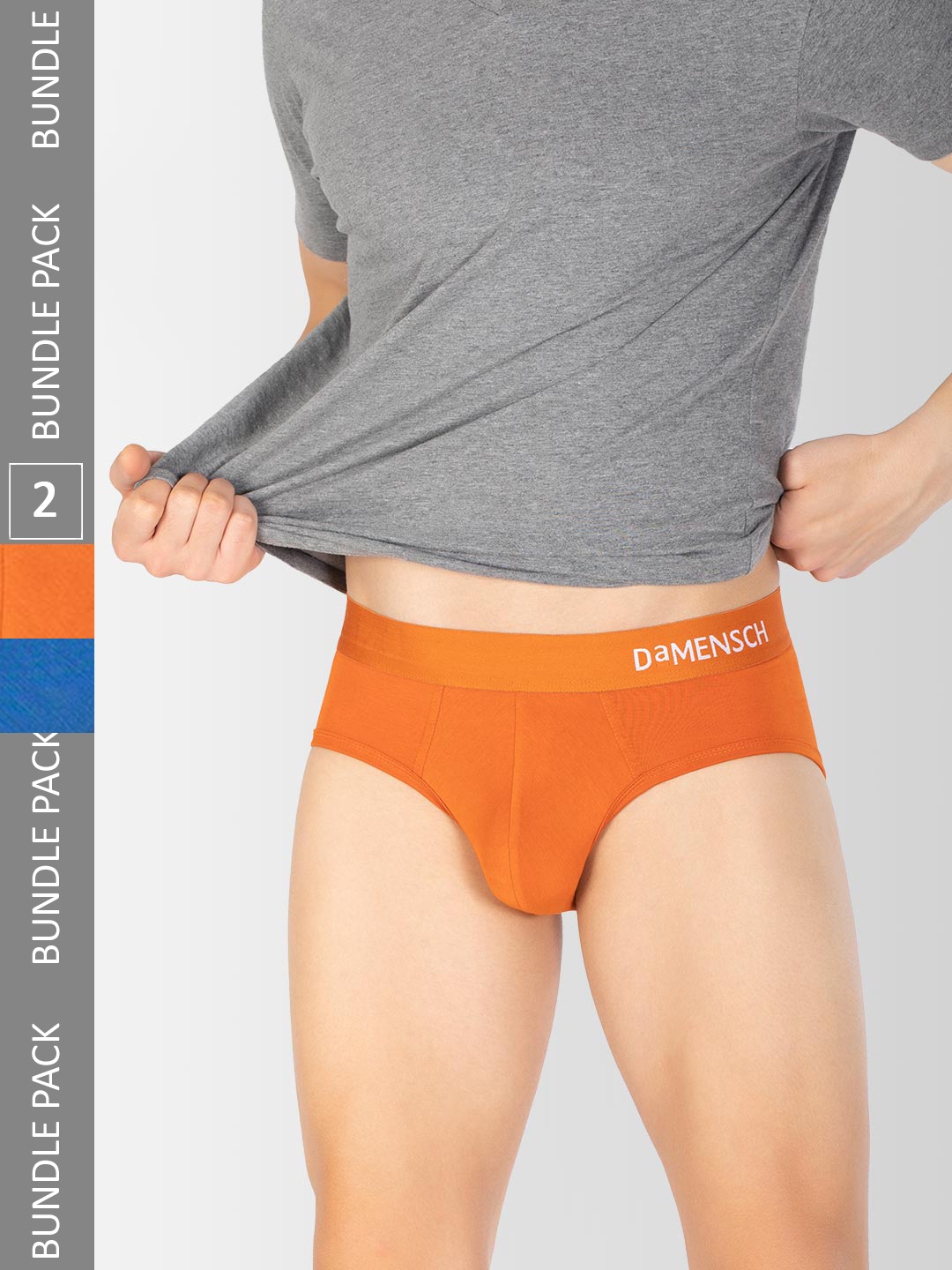 

DaMENSCH Pack of 2 DEO-SOFT Solid Premium Egyptian Cotton-Modal Blend Briefs, Assorted