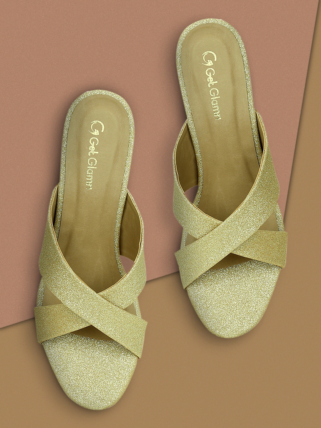 

Get Glamr Women Gold-Toned Embellished Heels