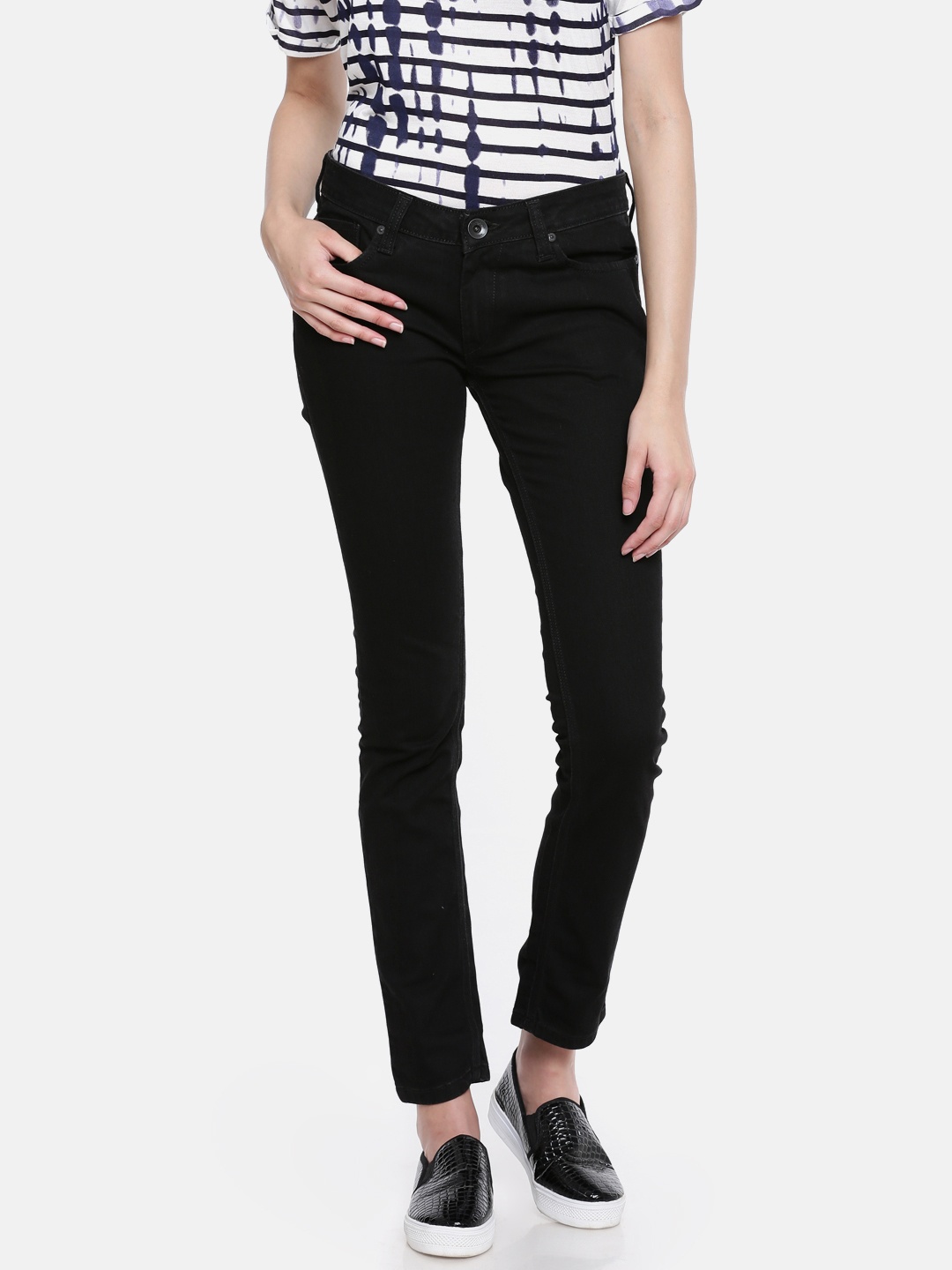 

Pepe Jeans Women Blue Flared High-Rise Highly Distressed Stretchable Jeans