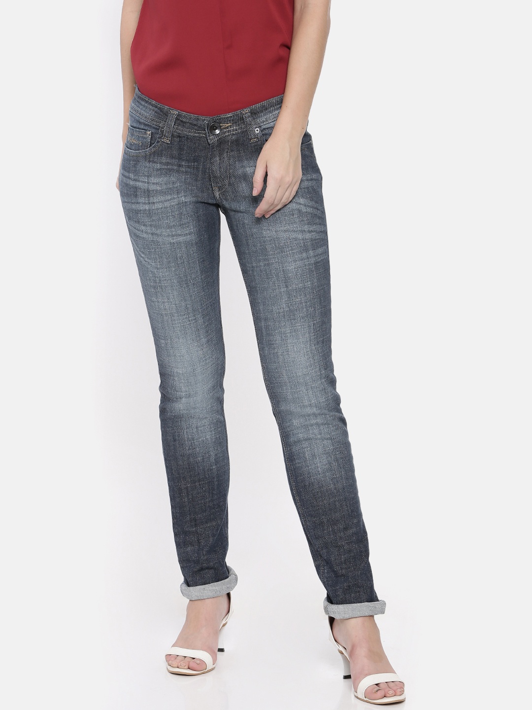 

Pepe Jeans Women Blue Skinny Fit Mid-Rise Clean Look Stretchable Jeans